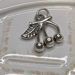 Vintage Sterling Silver Cherry Fruit Pendant Charm